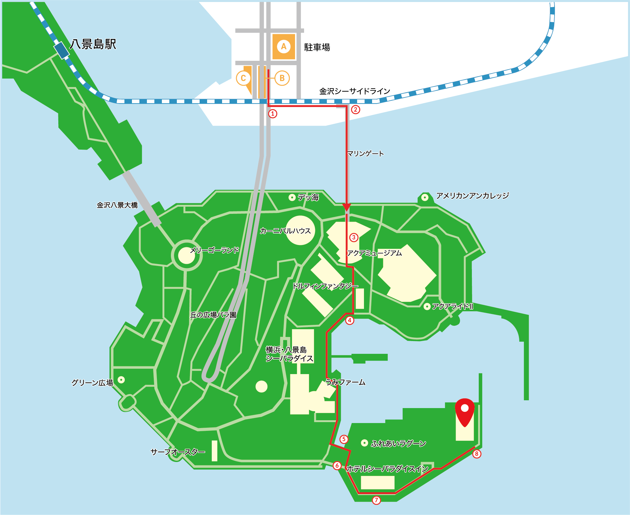 自動車でお越しのお客様用の八景島島内俯瞰図